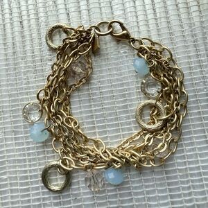 Banana Republic Multi-Strand Charm Bracelet – Gold Tone with Beads